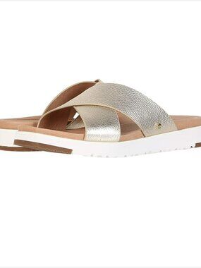 UGG Kari Metallic Gold Slide Sandals Women US 11